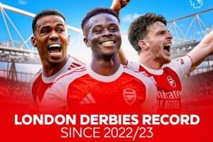 伦敦之王？自22/23赛季枪手伦敦德比87分断层领先，切尔西66分第2